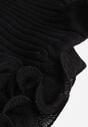 Czarna Prążkowana Bluzka z Wiskozą Ozdobiona Falbanami Delestra