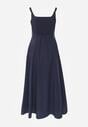 Granatowa Rozkloszowana Sukienka z Bawełną Wiskozą i Guzikami Appeia