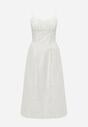 Biała Bawełniana Sukienka o Rozkloszowanym Kroju na Ramiączka z Haftem Rhethiphe
