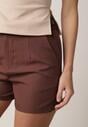 Brązowe Eleganckie Szorty z Wysokim Stanem i Wąskim Paskiem z Klamrą Rissarah