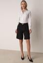 Czarne Szorty z Wysokim Stanem Bermudy z Paskiem Haidis