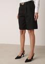 Czarne Szorty z Wysokim Stanem Bermudy z Paskiem Haidis