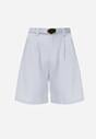 Niebieskie Szorty z Wysokim Stanem Bermudy z Paskiem Haidis