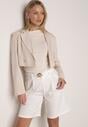 Białe Szorty z Wysokim Stanem Bermudy z Paskiem Haidis