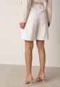 Białe Szorty z Wysokim Stanem Bermudy z Paskiem Haidis