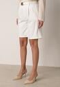 Białe Szorty z Wysokim Stanem Bermudy z Paskiem Haidis