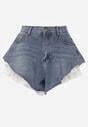 Niebieskie Bawełniane Szorty Jeansowe z Falbanami Demite
