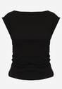 Czarna Bluzka z Elastycznego Materiału z Dekoltem Łódką Megaris