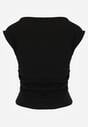 Czarna Bluzka z Elastycznego Materiału z Dekoltem Łódką Megaris