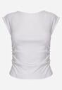 Biała Bluzka z Elastycznego Materiału z Dekoltem Łódką Megaris