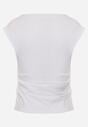 Biała Bluzka z Elastycznego Materiału z Dekoltem Łódką Megaris