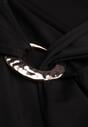 Czarna Wizytowa Sukienka Taliowana z Metaliczną Ozdobą Aroos