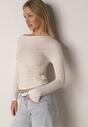 Beżowa Bluzka z Bawełną i Wiskozą  Ozdobiona Marszczeniem Alexareo