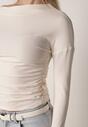 Beżowa Bluzka z Bawełną i Wiskozą  Ozdobiona Marszczeniem Alexareo