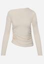 Beżowa Bluzka z Bawełną i Wiskozą  Ozdobiona Marszczeniem Alexareo