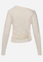 Beżowa Bluzka z Bawełną i Wiskozą  Ozdobiona Marszczeniem Alexareo
