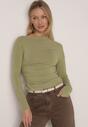 Zielona Bluzka z Bawełną i Wiskozą  Ozdobiona Marszczeniem Alexareo