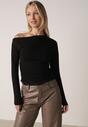 Czarna Bluzka z Bawełną i Wiskozą  Ozdobiona Marszczeniem Alexareo