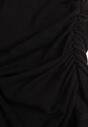 Czarna Bluzka z Bawełną i Wiskozą  Ozdobiona Marszczeniem Alexareo