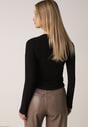 Czarna Bluzka z Bawełną i Wiskozą  Ozdobiona Marszczeniem Alexareo