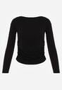 Czarna Bluzka z Bawełną i Wiskozą  Ozdobiona Marszczeniem Alexareo