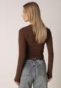 Brązowa Bluzka z Bawełną i Wiskozą  Ozdobiona Marszczeniem Alexareo