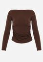 Brązowa Bluzka z Bawełną i Wiskozą  Ozdobiona Marszczeniem Alexareo