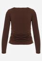 Brązowa Bluzka z Bawełną i Wiskozą  Ozdobiona Marszczeniem Alexareo