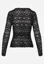 Czarna Bluzka Koronkowa z Transparentnego Materiału Hermatea