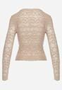 Beżowa Bluzka Koronkowa z Transparentnego Materiału Hermatea