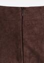 Brązowa Rozkloszowana Spódnica z Imitacji Zamszu Basara