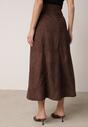 Brązowa Rozkloszowana Spódnica z Imitacji Zamszu Basara