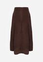 Brązowa Rozkloszowana Spódnica z Imitacji Zamszu Basara