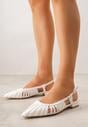 Białe Sandały na Płaskiej Podeszwie Ozdobione Wycięciami Auraly