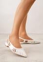 Białe Sandały na Płaskiej Podeszwie Ozdobione Wycięciami Auraly