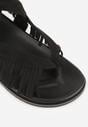 Czarne Sandały w Stylu Rzymianek z Frędzlami Lysoph