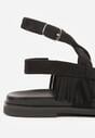 Czarne Sandały w Stylu Rzymianek z Frędzlami Lysoph