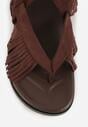 Brązowe Sandały w Stylu Rzymianek z Frędzlami Lysoph