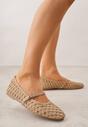 Beżowe Balerinki Ozdobione Ażurowym Motywem i Paskiem Nonaniassi