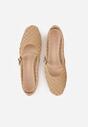 Beżowe Balerinki Ozdobione Ażurowym Motywem i Paskiem Nonaniassi