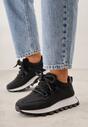 Czarne Sneakersy na Grubej Tłoczonej Podeszwie Zerda