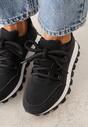 Czarne Sneakersy na Grubej Tłoczonej Podeszwie Zerda