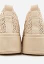 Beżowe Sneakersy z Plecionki na Grubej Podeszwie w Stylu Boho Dacara
