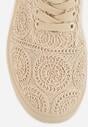 Beżowe Sneakersy z Plecionki na Grubej Podeszwie w Stylu Boho Dacara
