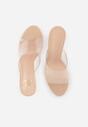 Beżowe Transparentne Klapki na Słupku Eomhi
