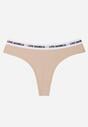 Beżowe Majtki Typu Stringi z Bawełną i Napisami Veza