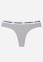 Szare Majtki Typu Stringi z Bawełną i Napisami Veza