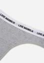 Szare Majtki Typu Stringi z Bawełną i Napisami Veza