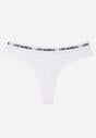 Białe Majtki Typu Stringi z Bawełną i Napisami Veza
