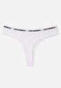 Białe Majtki Typu Stringi z Bawełną i Napisami Veza